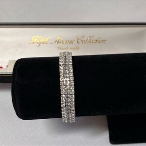 New Silver Tennis Bracelet FIFTH AVENUE COLLECTION. 3 rows of crystals. Stunning